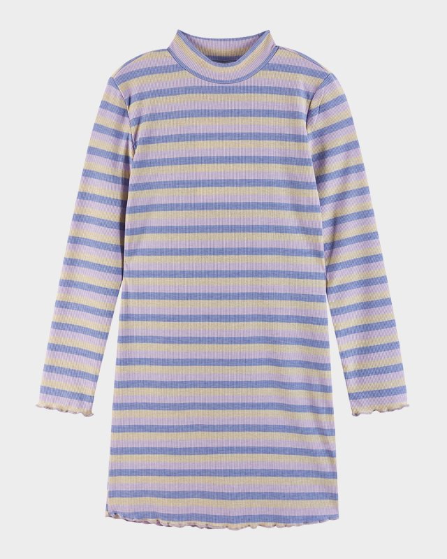 Girl's Knit Striped Mock Neck Dress, Size 7-